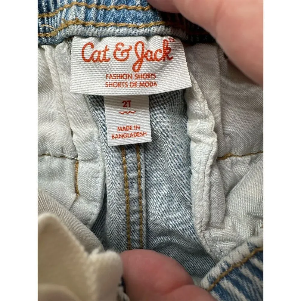 Cat & Jack Unisex Kids Cargo Shorts Blue Size 2T Elastic Waistband - Picture 4 of 6
